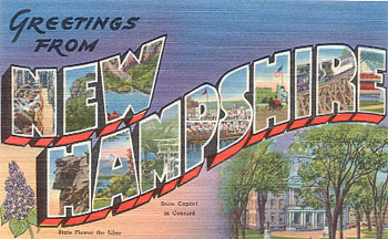 Featured is a New Hampshire big-letter postcard image from the 1940s obtained from the Teich Archives (private collection).